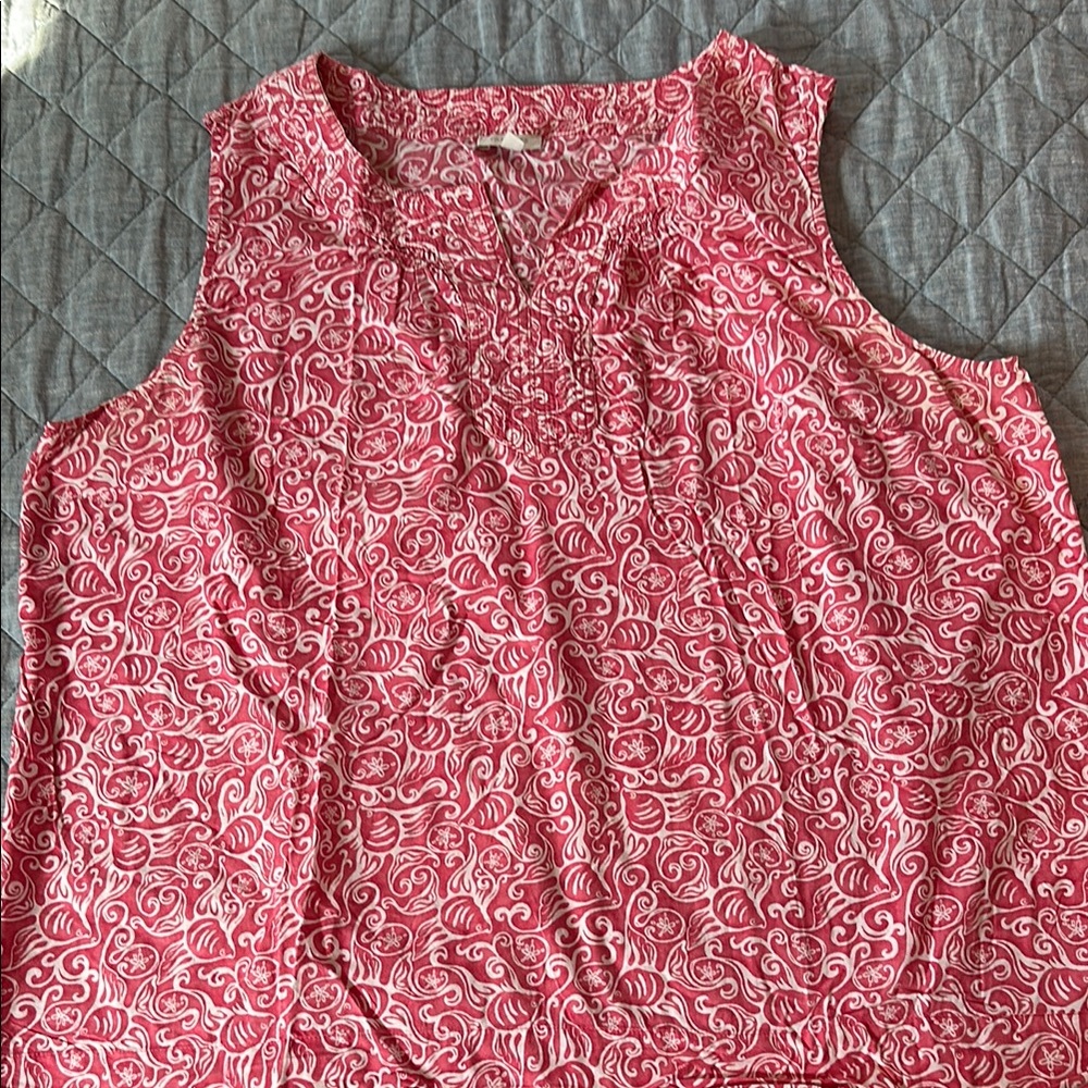 Talbots Sleeveless Red Swirl Blouse
